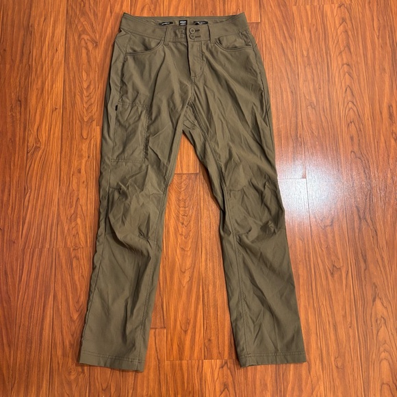 Prana Straight Fit Pants Womens 4 Regular Cargo Hiking Outdoor Olive Green - Picture 1 of 7